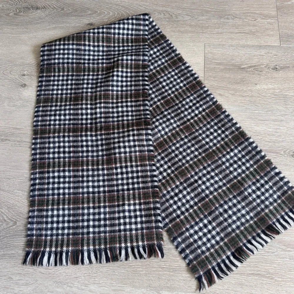 Tartan Gathering 100% Wool Scarf Made in Scotland Brown Plaid Fringed